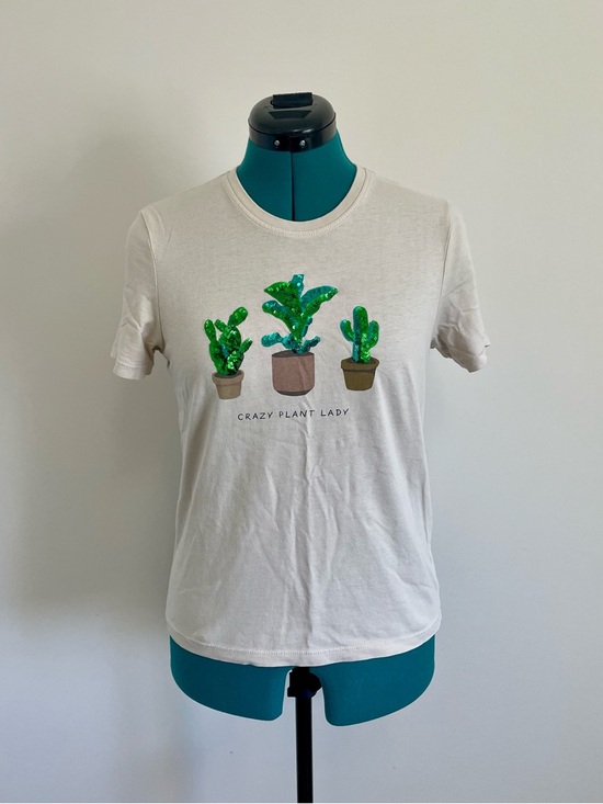 Only Tops - 3/$20 Crazy Plant Lady Sequin Embroidered T-Shirt